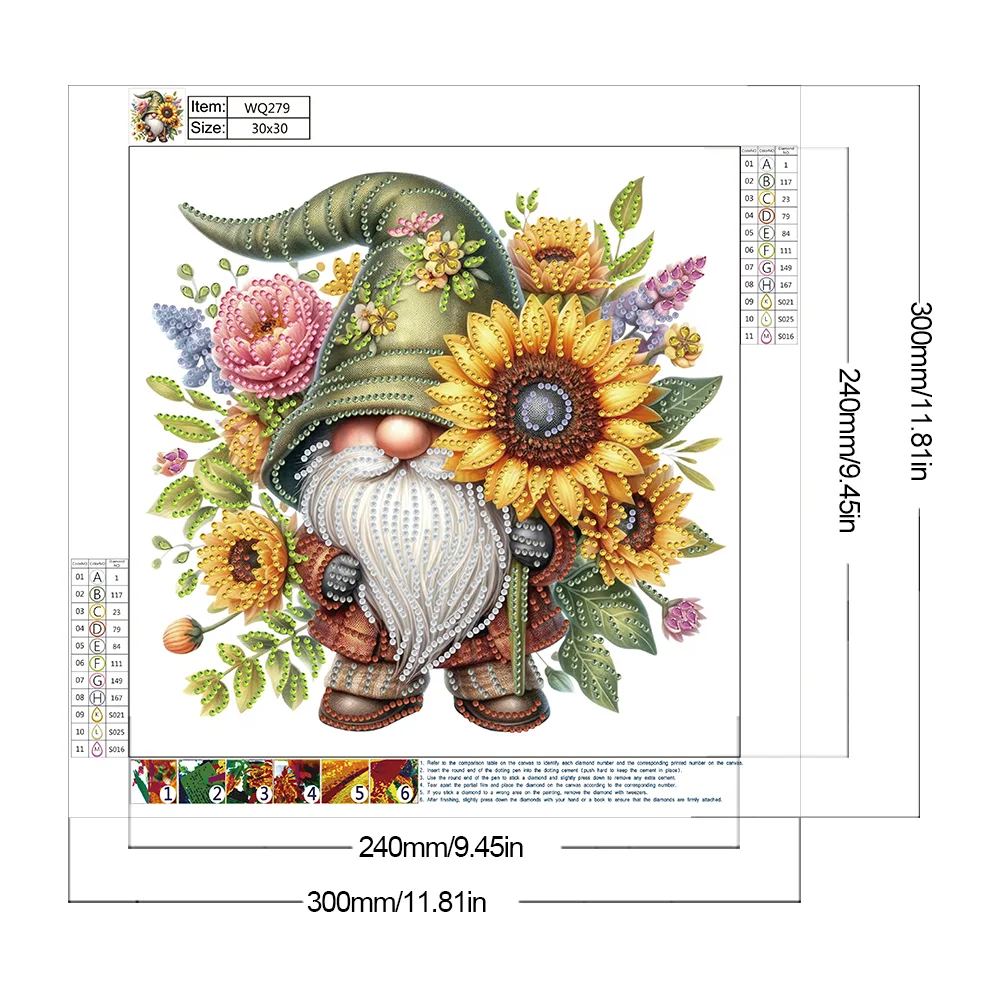 Diamond Painting - Partial Special Shaped Drill - Flower Gnome(Canvas|30*30cm)