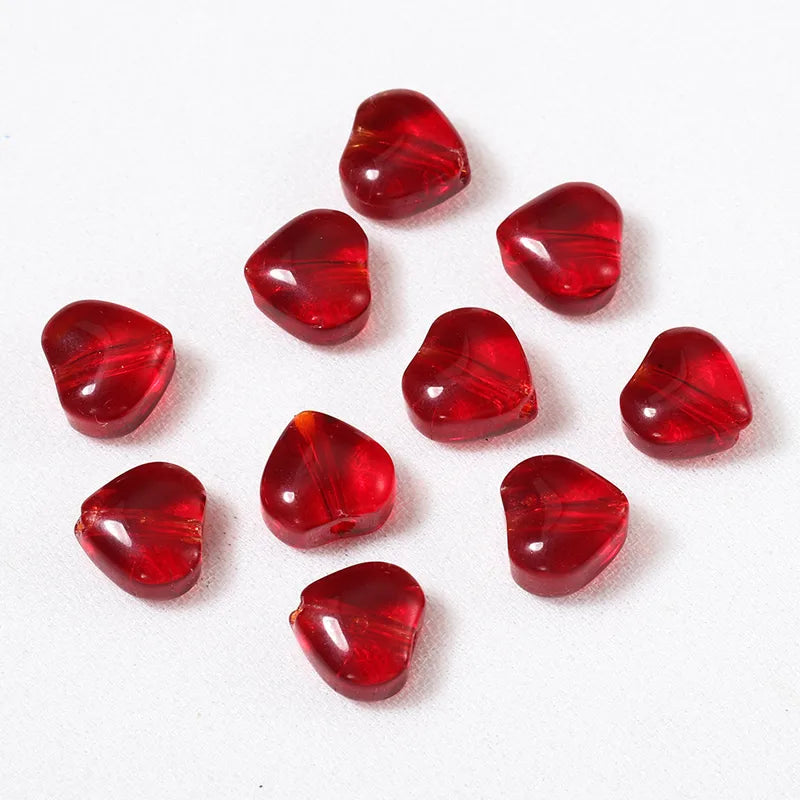 20 PCS/Package Diameter 6 Mm Hole 1~1.9mm Glass Glass Heart Shape Jewelry Accessories