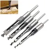 4PCS Square Hole Drill Bits 6.4/8/9.5/10/12.7mm for Precise Woodworking