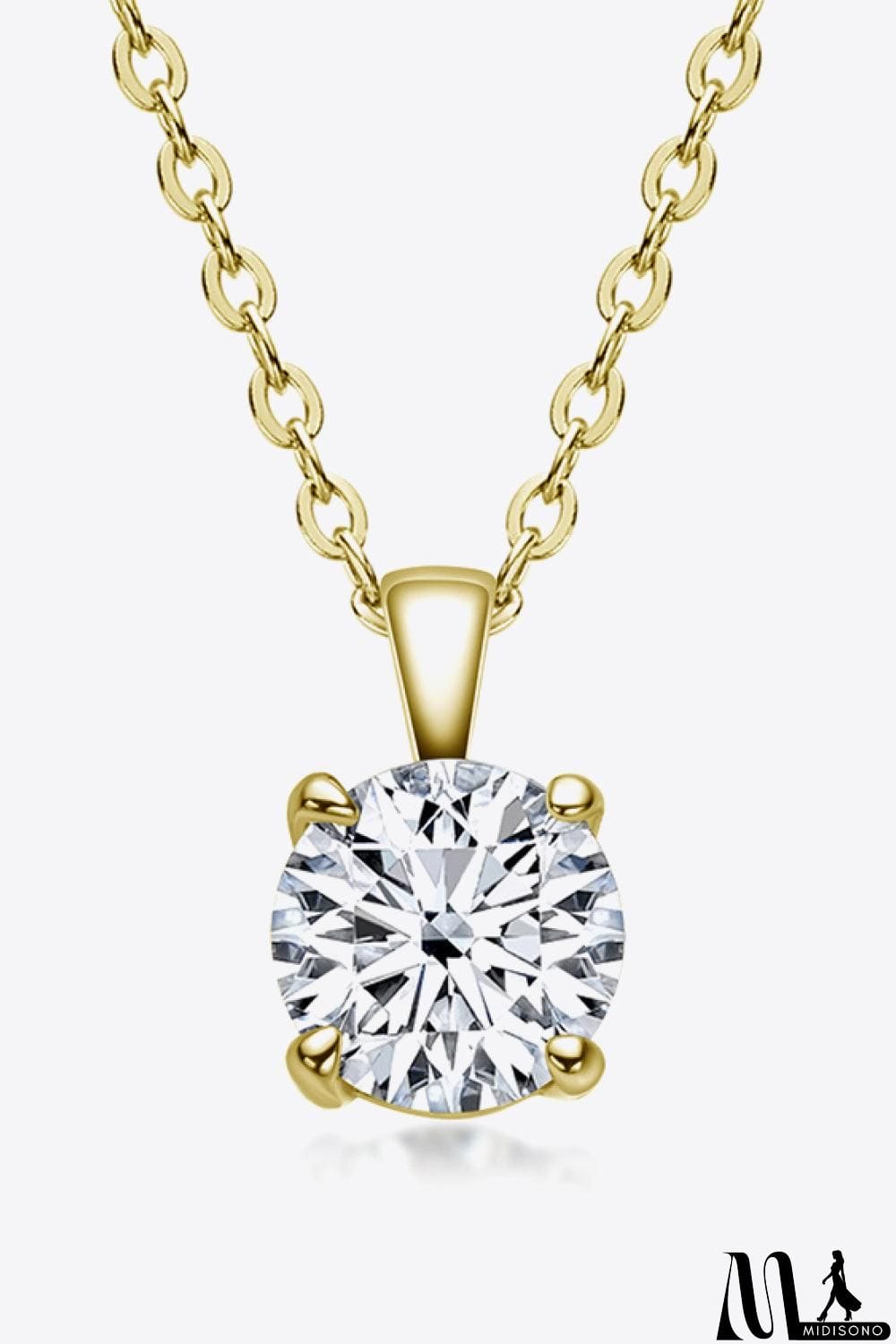 MidiSono - 925 Sterling Silver 1 Carat Moissanite Chain-Link Necklace