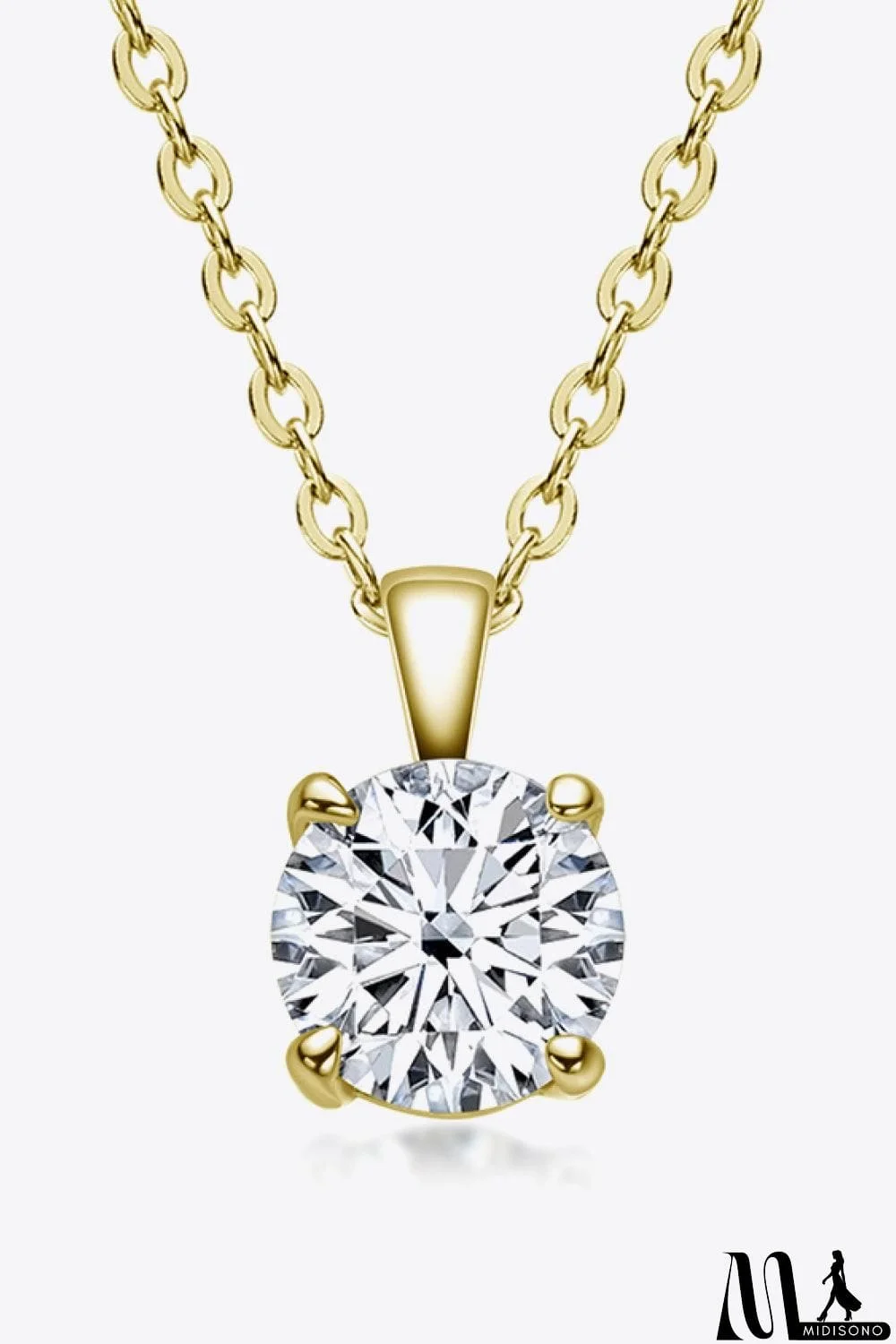 MidiSono - 925 Sterling Silver 1 Carat Moissanite Chain-Link Necklace