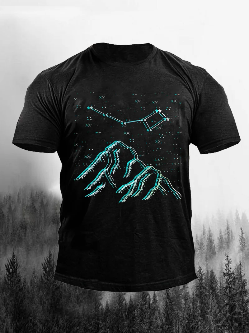 Night Sky Print Short Sleeve Men's T-Shirt in  mildstyles