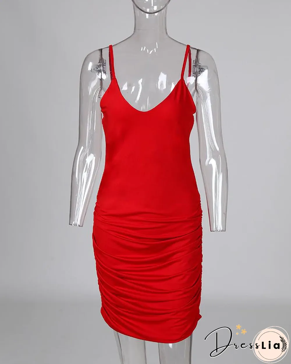 Red Scoop Neck Bodycon Dress