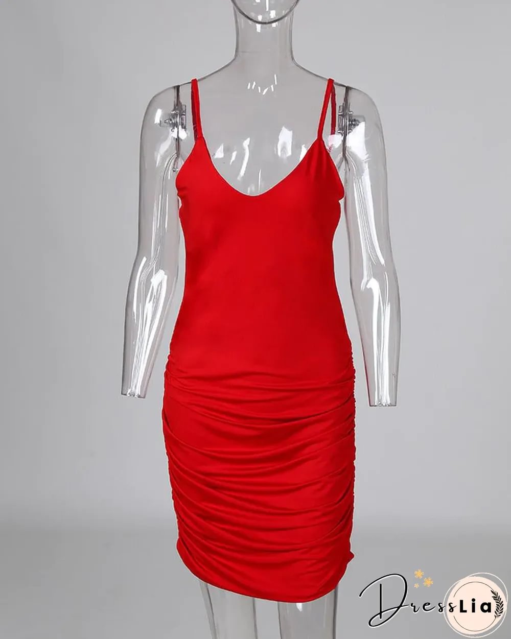 Red Scoop Neck Bodycon Dress