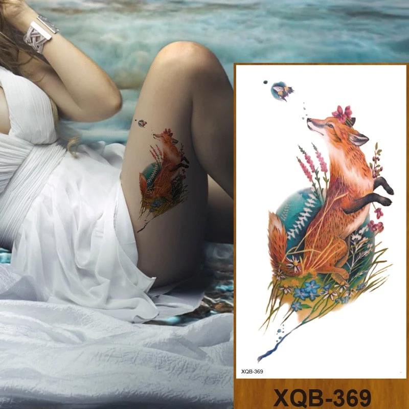 Temporary Tattoo Stickers Woman Girl Arm Chest Neck Ankle Fake Tatoo Flower Cute Flower Fox Owl Elephant Deer Horse Hummingbird