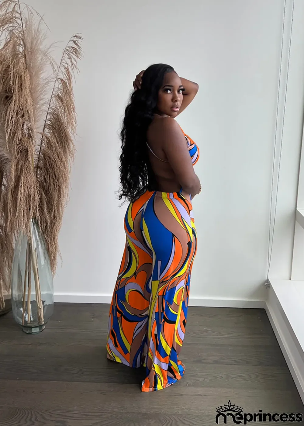 Sexy Printed Backless Jumpsuit
