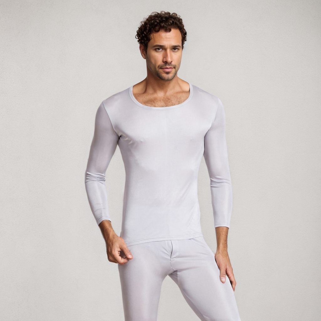 Men's Long Sleeves Silk Base Layer REAL SILK LIFE