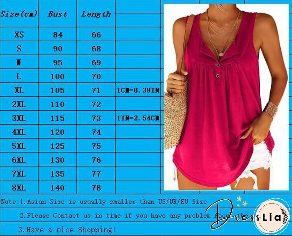 Plus Size Womens Fashion Spring Summer Clothing Casual Sleeveless Camisole Tops for Women Button Down Shirts Solid Color Loose T-shirts Ladies Cotton Silk Blouses Deep V-neck Cami Tank Tops XS-6XL