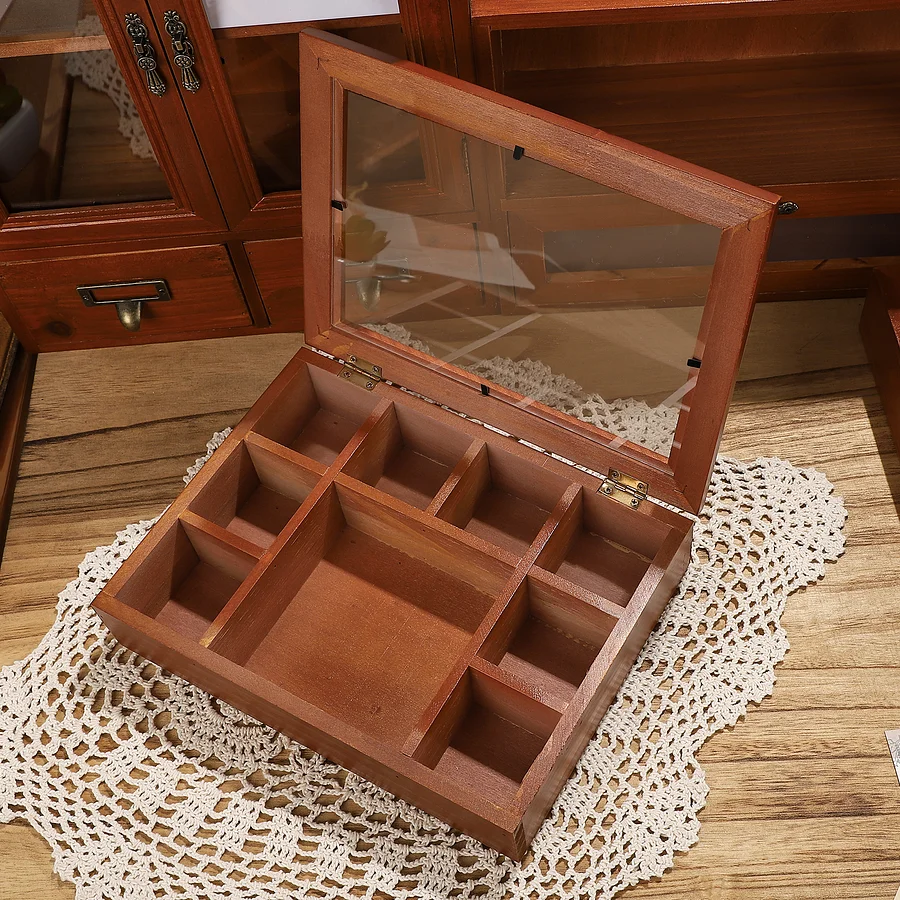 Journalsay 9/12グリッド ヴィンテージ木製収納ボックス