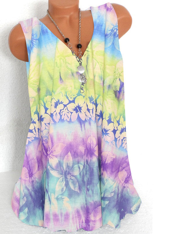Women Long Sleeve V-neck Graphic Floral Printed Top