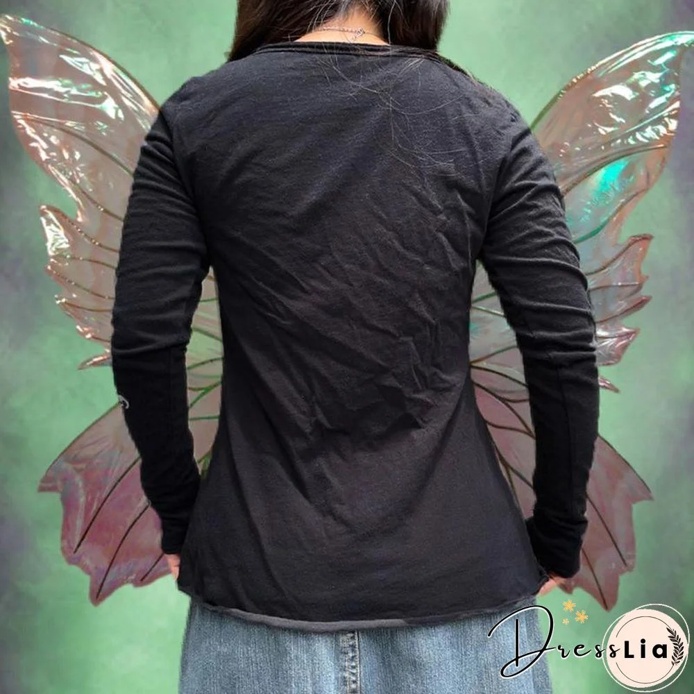 Vintage V Neck Printed Long Sleeve Shirt