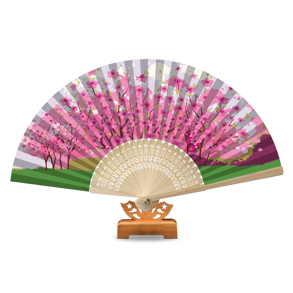 

Pink Flower - Paint By Numbers - Folding Fan, 501 Original