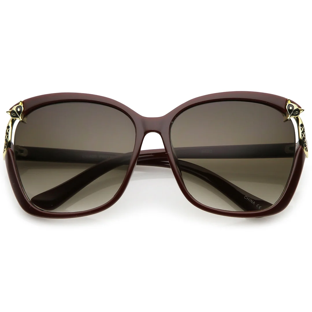 Women's Oversize Square glasses With Metal Fox Accent Cutout 60mm