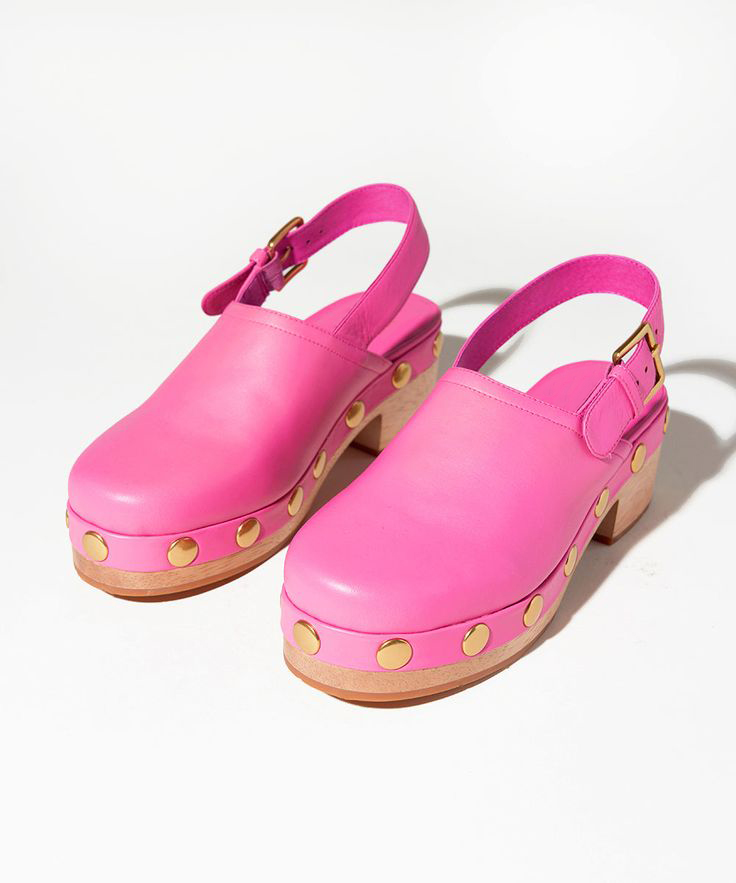 Pink Closed Toe Chunky Heel Slingback Pumps with Platform Nicepairs