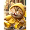 Diamond Painting -DIY Full Round Drill Yellow Raincoat Cat