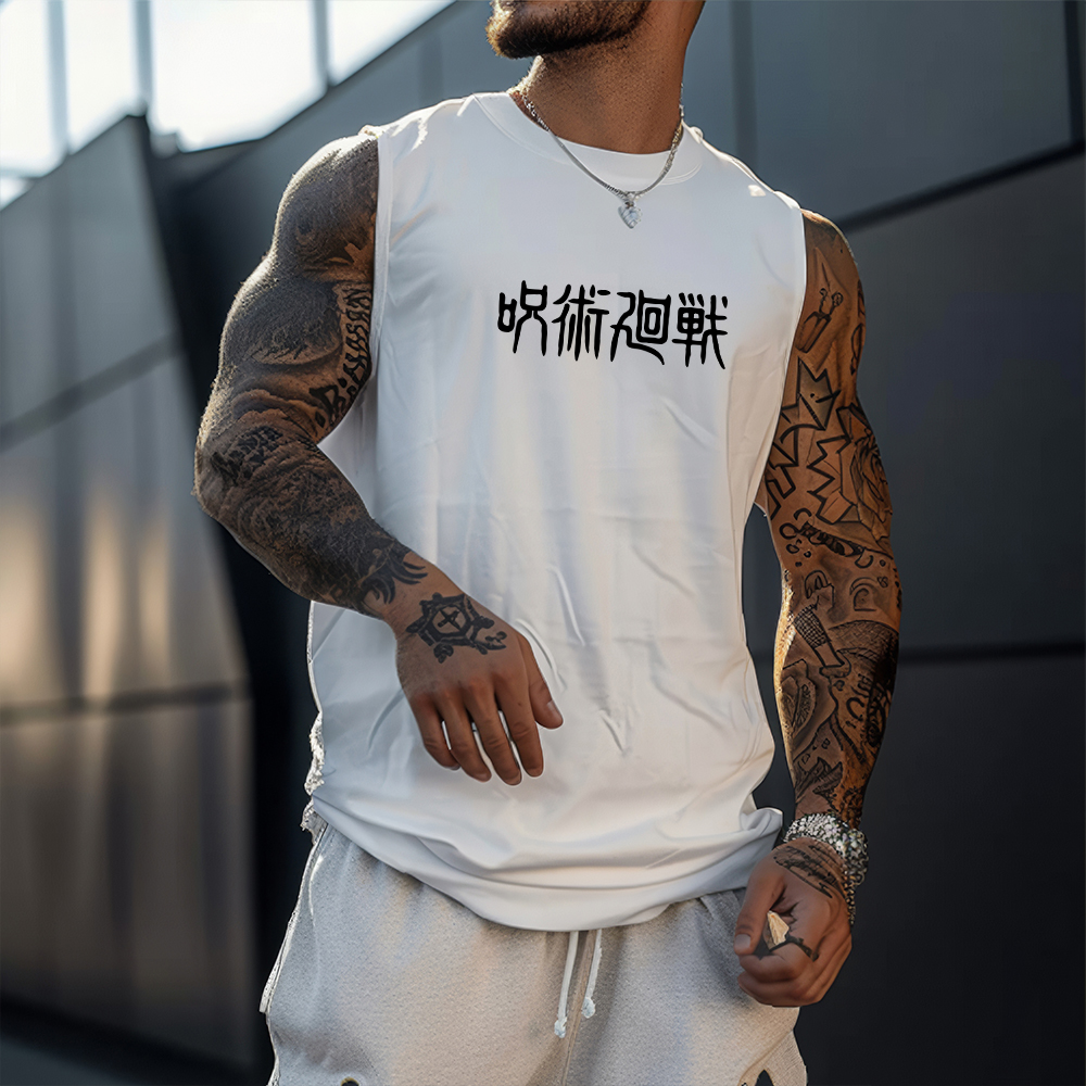 Casual anime print fitness tank top