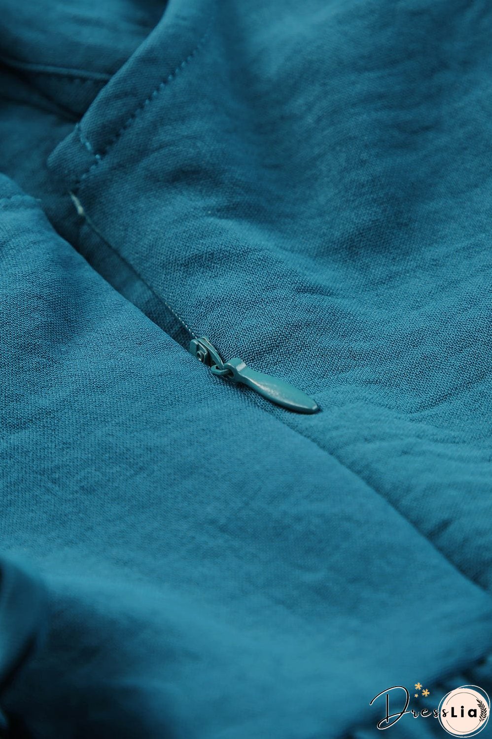 Blue V-Neck Tiered Ruffle Mini Dress with Smocked Back