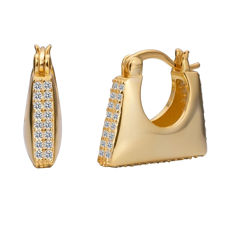 1 Pair 18K Gold Plated White Gold Plated 925 Sterling Silver Zircon Solid Color Earrings