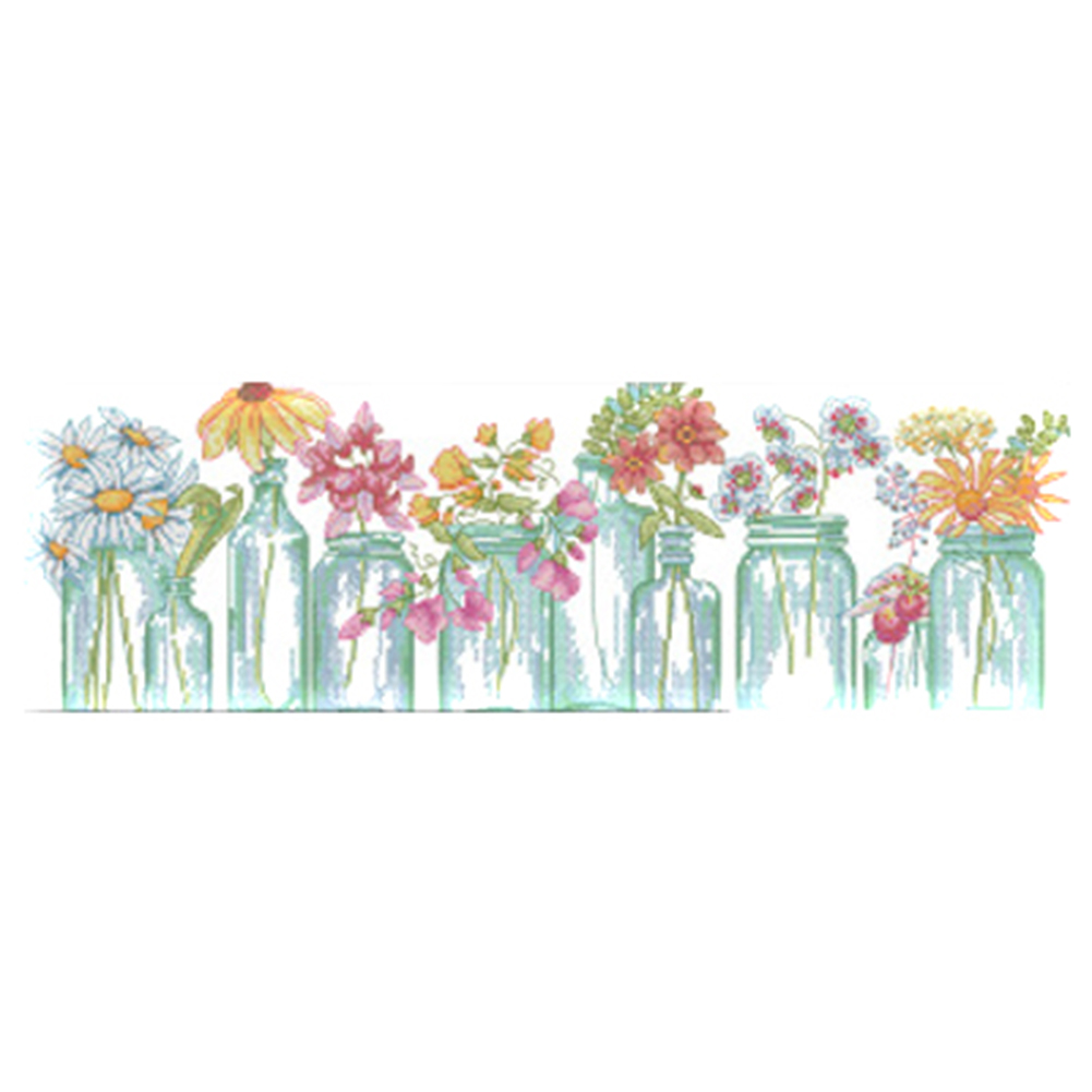 

Flowers - 11CT Stamped Cross Stitch - 67*25CM, 501 Original