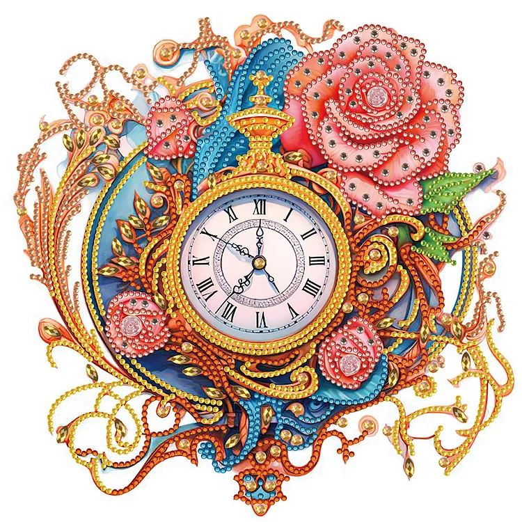 Clocks And Flowers 30*30CM (Canvas) Special Drill Diamond Painting gbfke