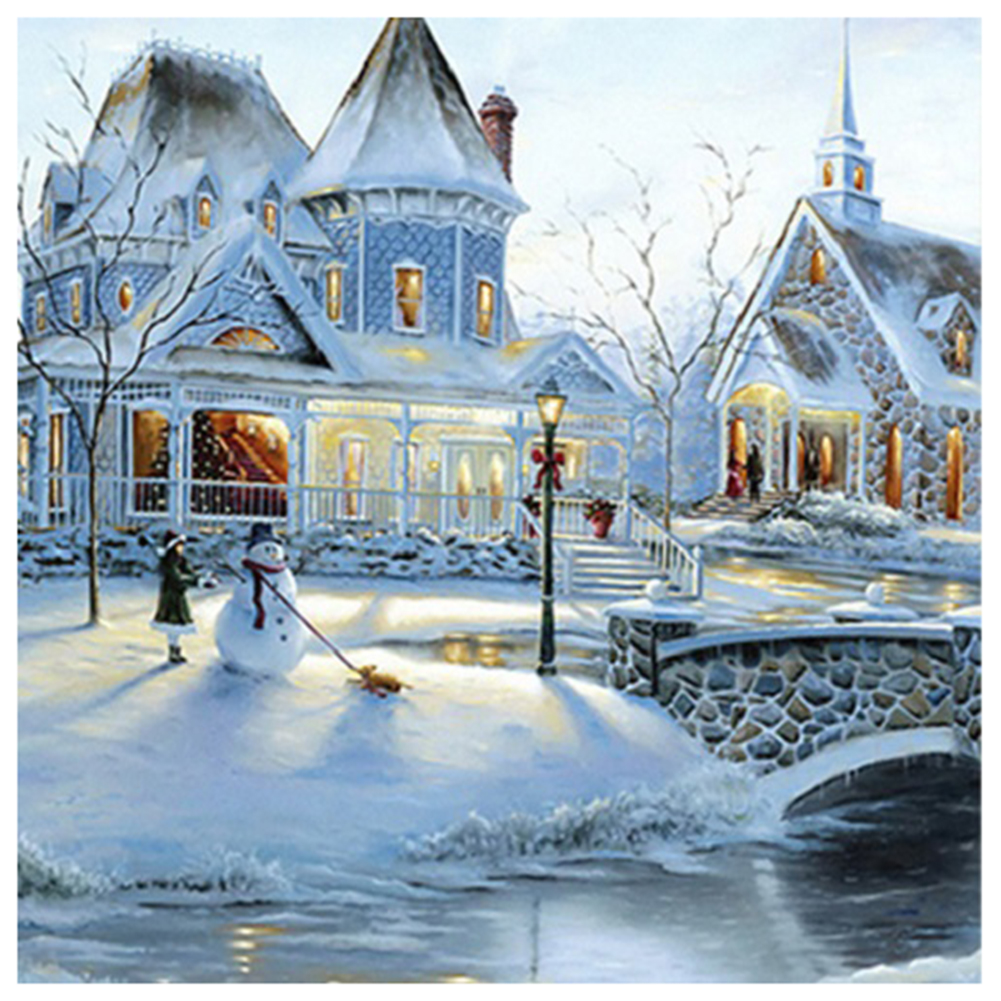 

30*30CM - Round Drill Diamond Painting - Snowman, 501 Original