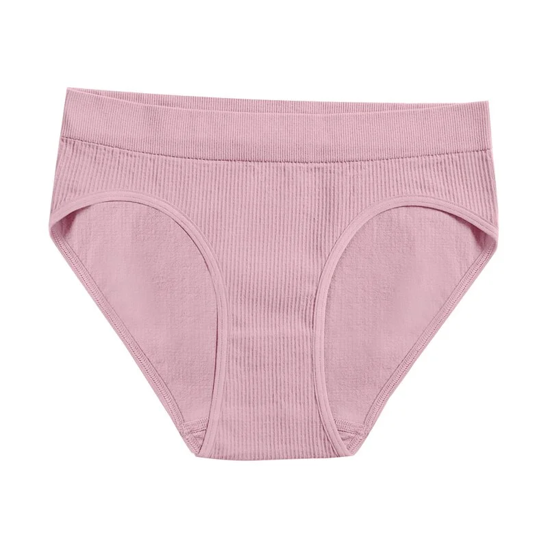 Billionm Women Seamless Cotton Panties Sexy Mid Waist Briefs Girls Solid Colors Ribbed Underpants Female Comfortable Intimates Lingerie