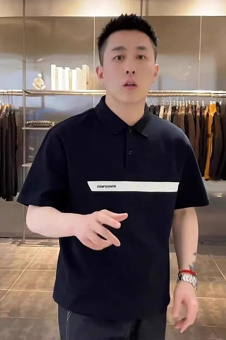 Men's Short Sleeve Polo Shirt Cotton Turn Down Collar Top