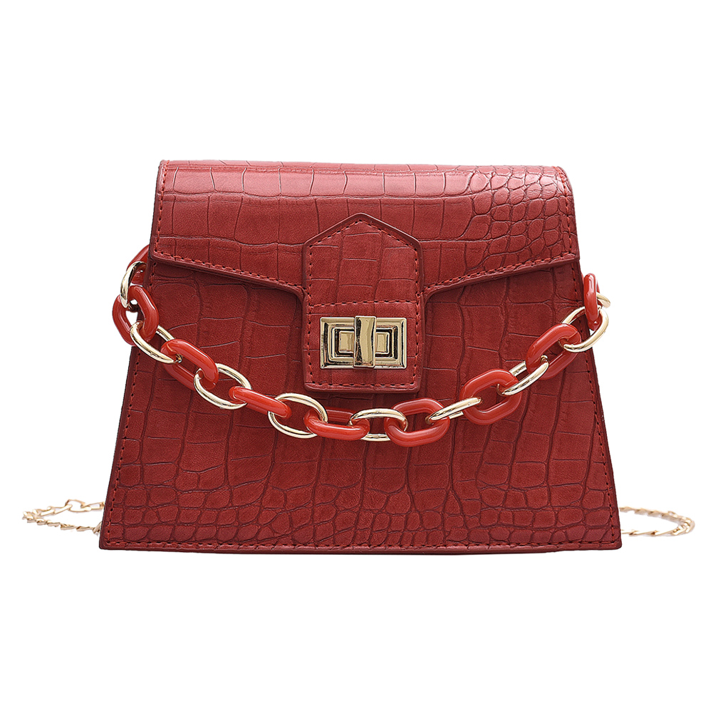 

Alligator PU Leather Crossbody Bag Women Chain Shoulder Handbag -Red, 501 Original
