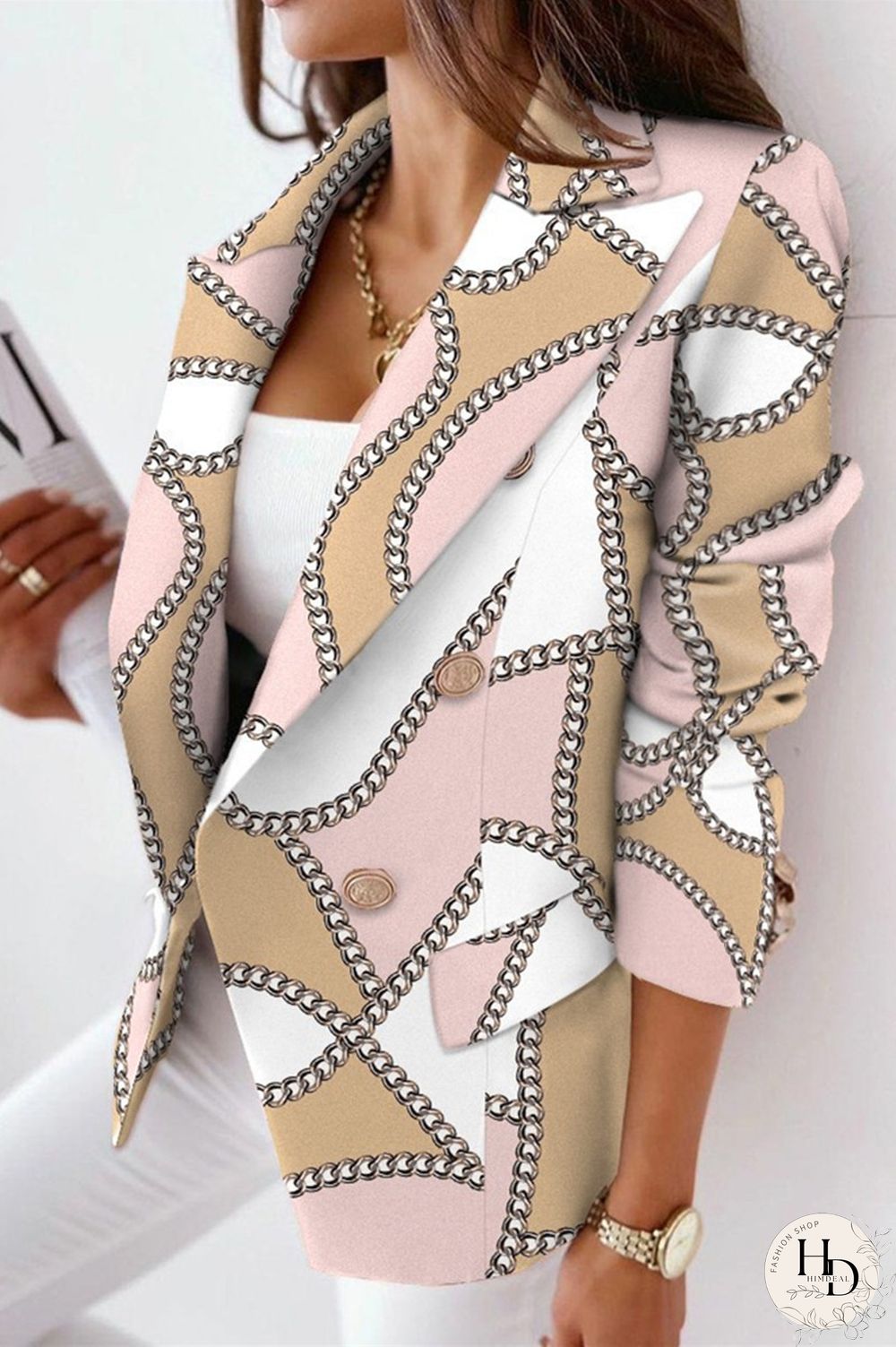 Black Yellow Fashion Casual Print Patchwork Slit Turn-back Collar Outerwear