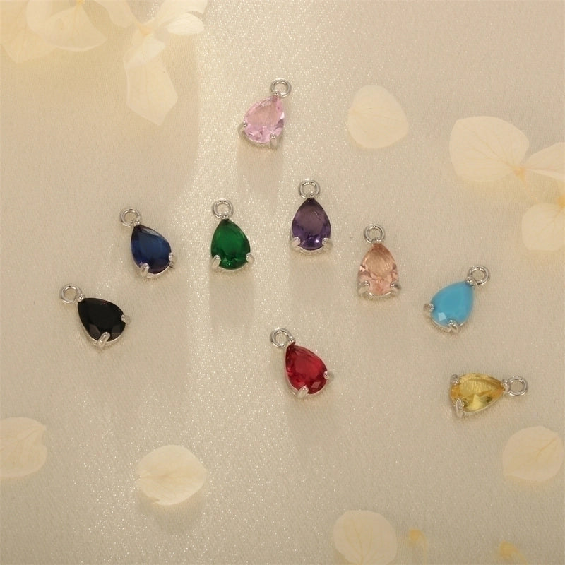 Minimalist Water Droplets Copper Plating Inlay Zircon 18k Gold Plated Charms