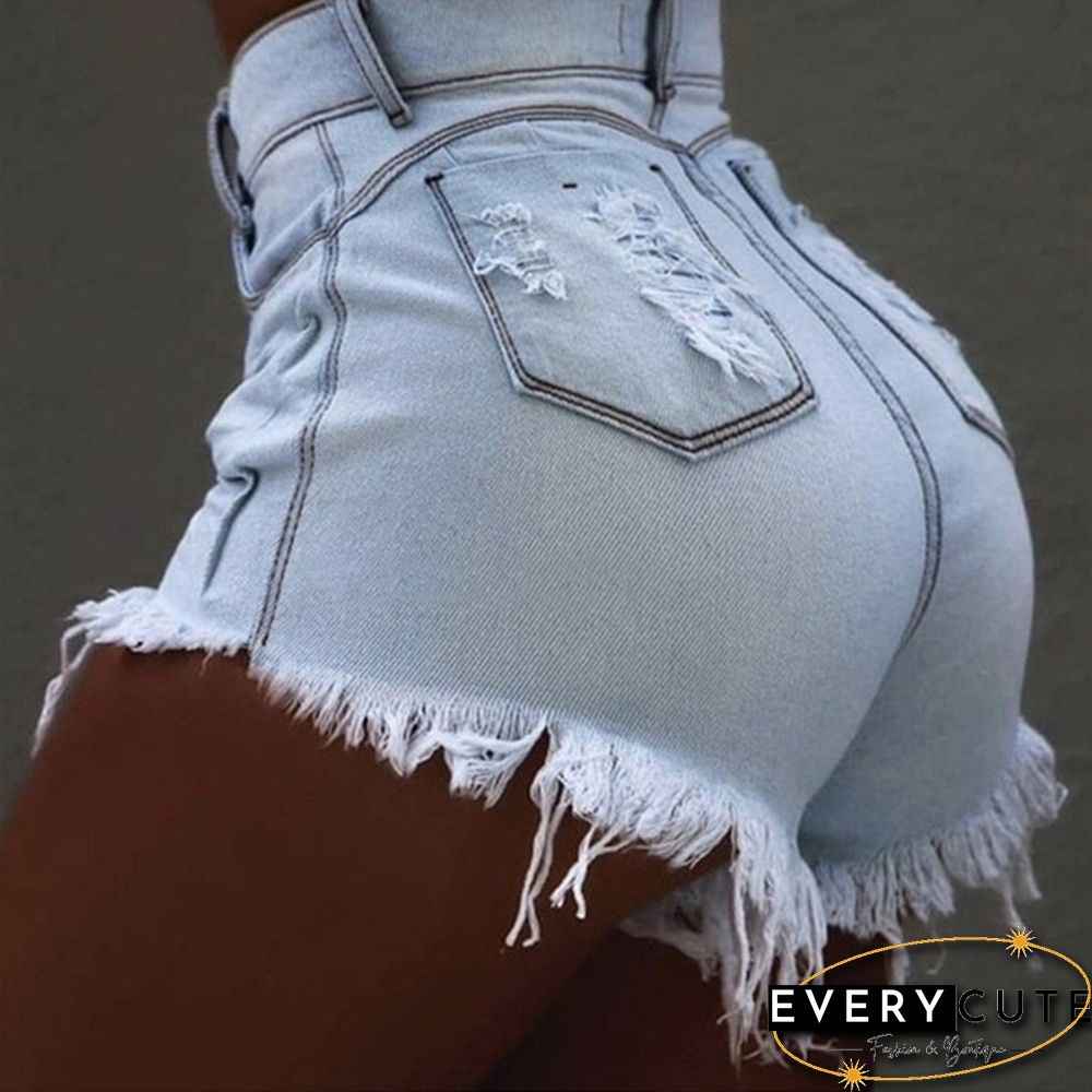Summer Fashion Womne's Bodycon Ripped Denim Shorts Ladies Casual Stretch Slim Fit Jeans Short Pant
