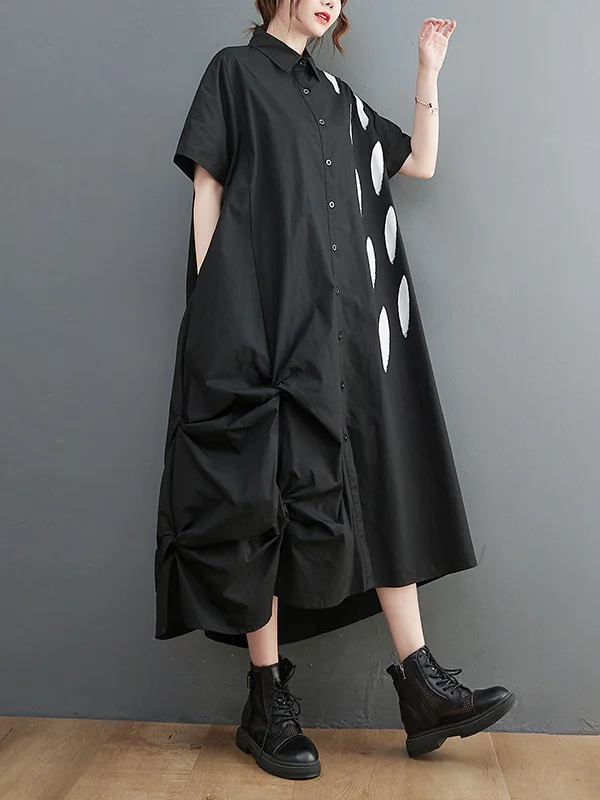 Original Casual Pleated Printed Midi Dress