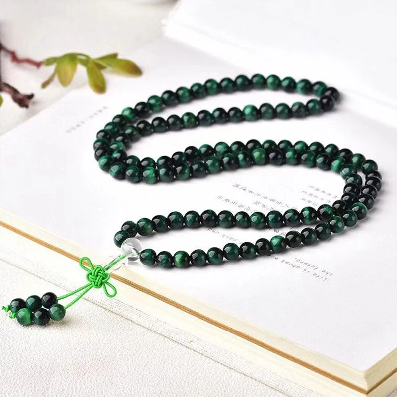 Green Tiger Eye Blessing Bracelet Necklace Mala
