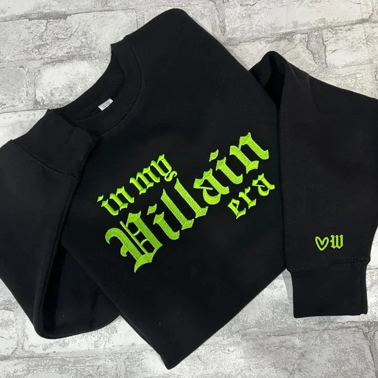 In My Villain Era Embroidered Sweatshirt, Villain Sweater, Dark Humor, Spooky, Embroidery Sweat Shirt