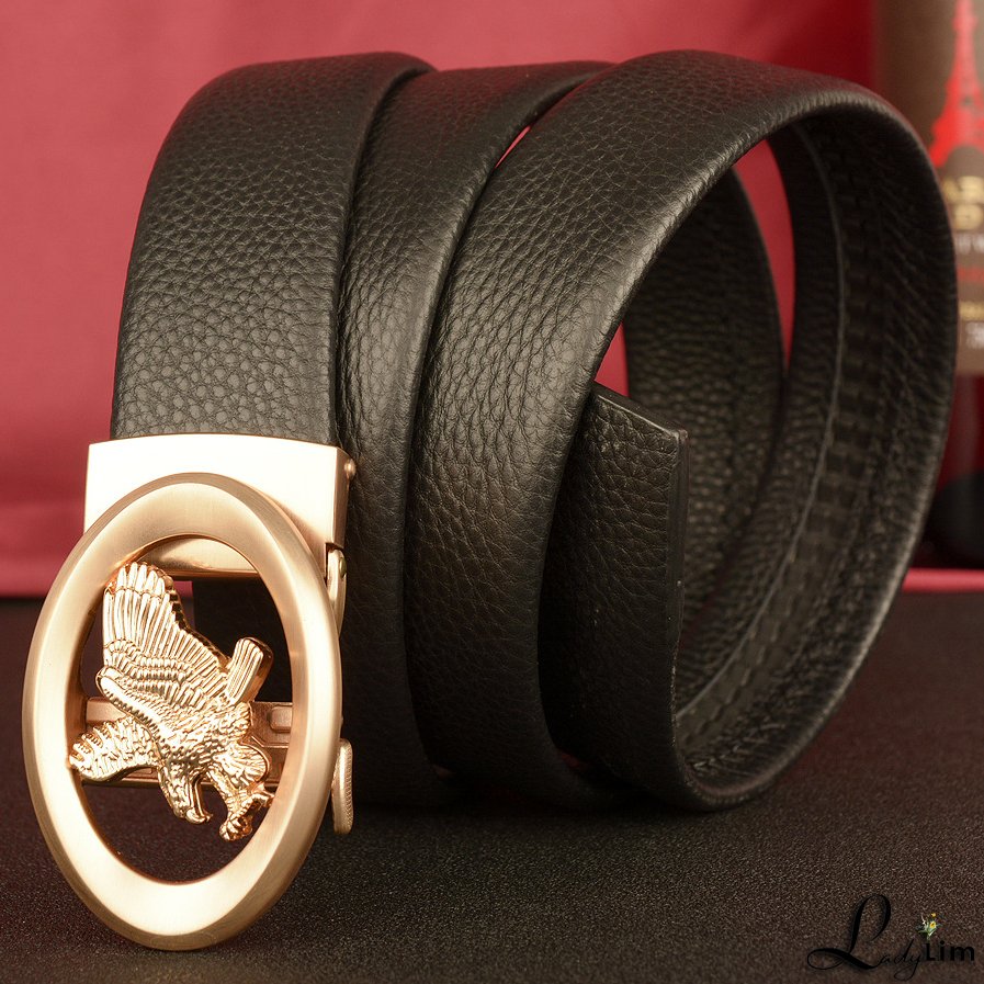 New eagle wings men's automatic buckle belt head layer leather belt business leisure belt men's belt