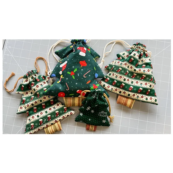 Quick & Easy Christmas Tree String Draw Bag Sewing Template &ndash; With Tutorial