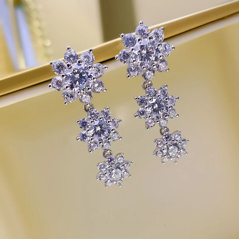 Huitan AAA+ Cubic Zirconia Drop Earrings for Women Aesthetic Wedding Accessories High Quality Modern Earrings Fashion Jewelry