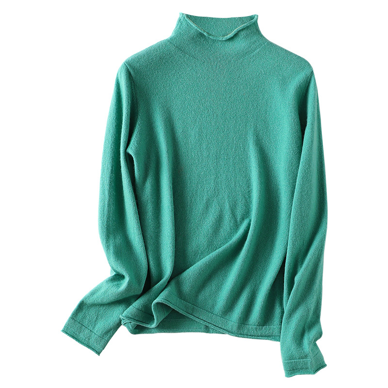 Rolled Hem Wool Sweater For Women REAL SILK LIFE
