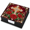 PU 5D Pearl Diamond Painting Kit Note Box DIY Diamond Art Notepad Box with 160 Sheets of Paper (Cross)
