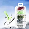 Fishing Treble Hook 5 Colors Triple Barbed Steel Fish Hook for Bait Lure Fishing