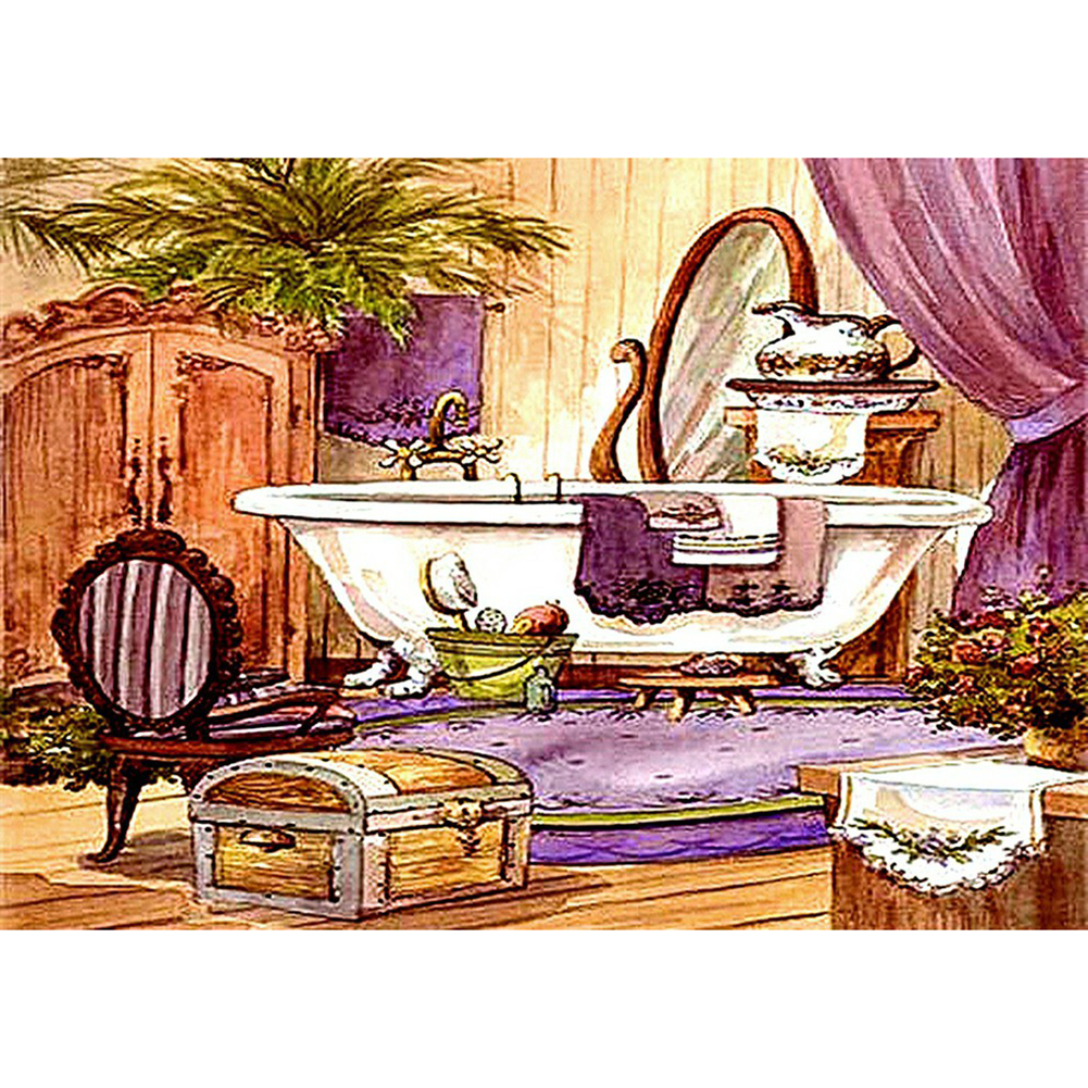 

40*30CM - Round Drill Diamond Painting - Bathtub, 501 Original
