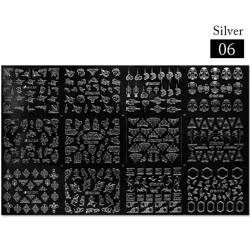 12pcs Flower Leaf Lace 3D Stickers for Nail Decals Mandala Flowers White Black Slider Manicure DIY Nail Art Decoration Tools-Nail Inspo