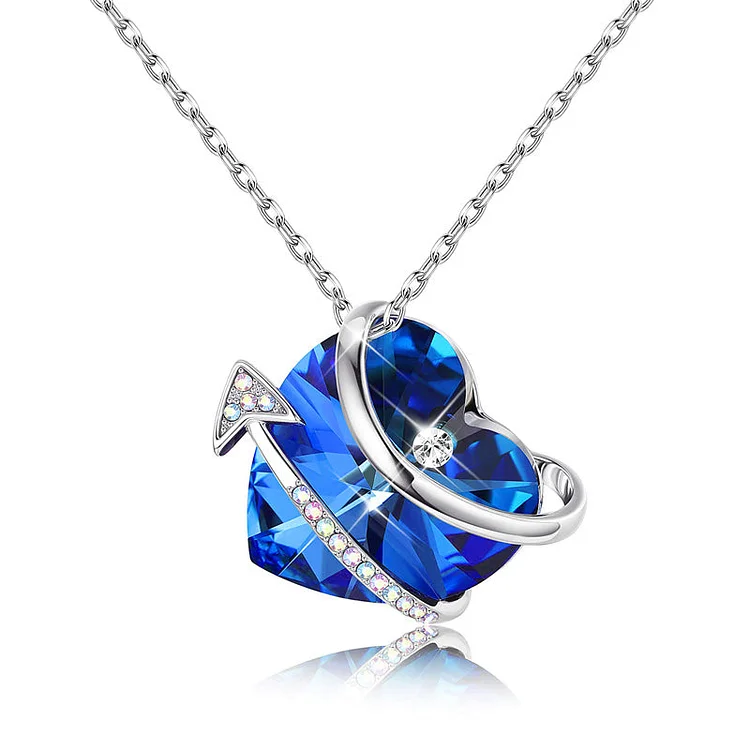 For Granddaughter - S925 You're Capable of Achieving Anything You Put Your Mind to Blue Crystal Heart Arrow Necklace