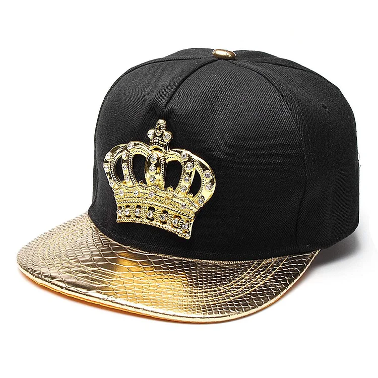 Men Women's Snapback Hat KING Crown Baseball Cap Adjustable Hip Hop Dad Hats Gold/Silver/Black Peaked Rhinestone Crystal Sun Cap