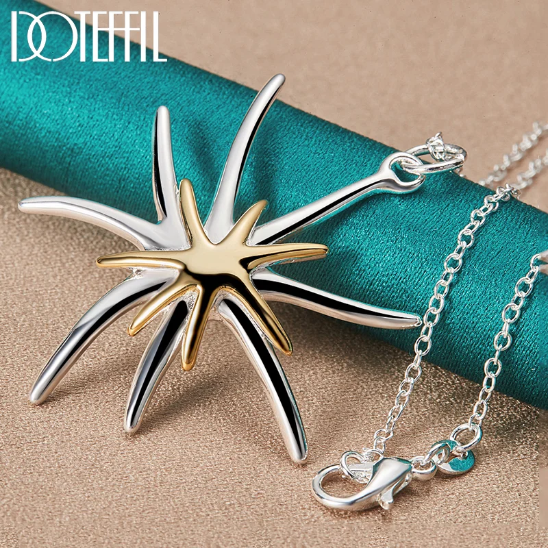 DOTEFFIL 925 Sterling Silver 16/18/20/22/24/26/28/30 Inch Snake Chain Starfish Pendant Necklace For Women Jewelry