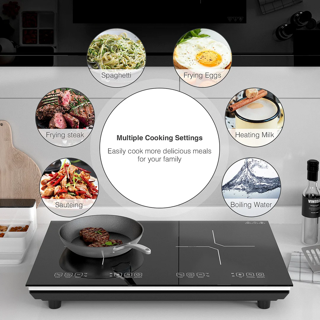 VBGK Double Induction Cooktop, 4000W Countertop Burner Hot Plate LCD ...