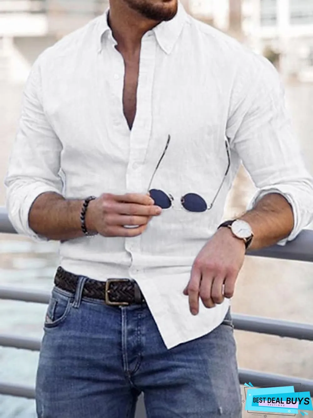 Men's Linen Shirt Shirt Summer Shirt Beach Shirt Turndown Spring & Summer Long Sleeve Black White Blue Graphic Prints Casual Daily Clothing Apparel Button-Down