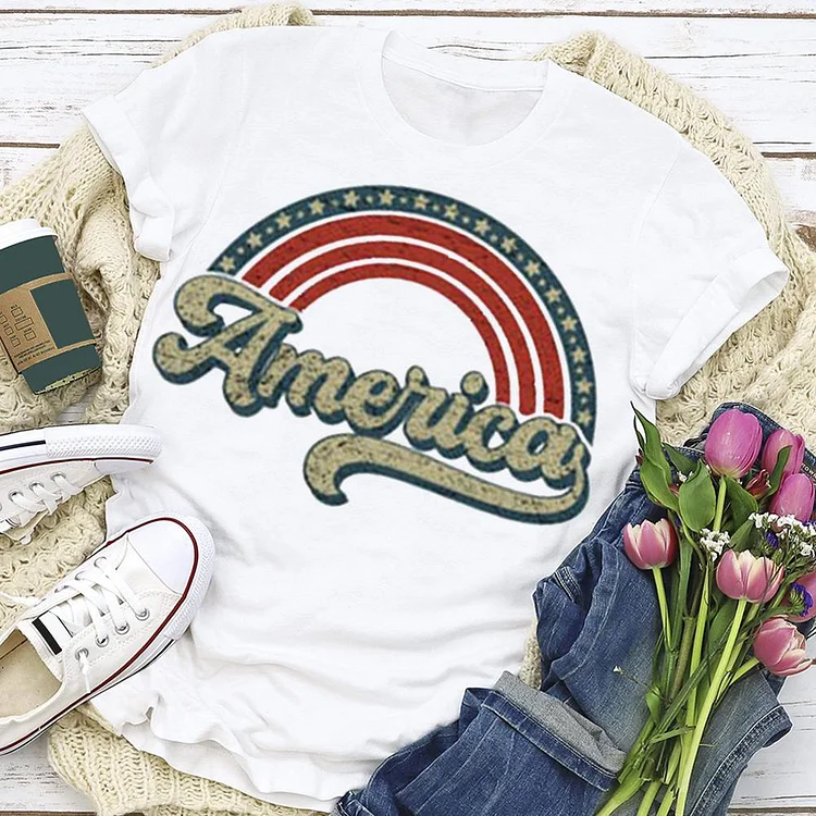 Independence Day America Print T-shirt Tee-Annaletters