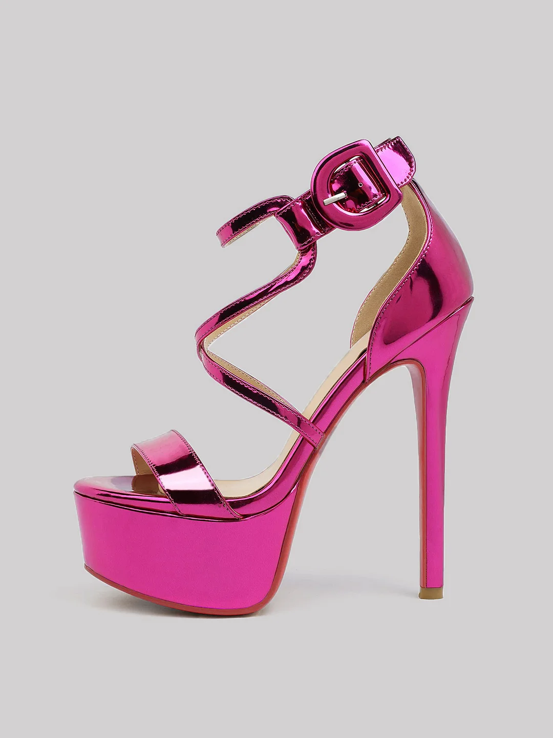 150mm Open Toe Platform Sandals Ankle Strap High Heel Red Bottom Summer Shoes for Women