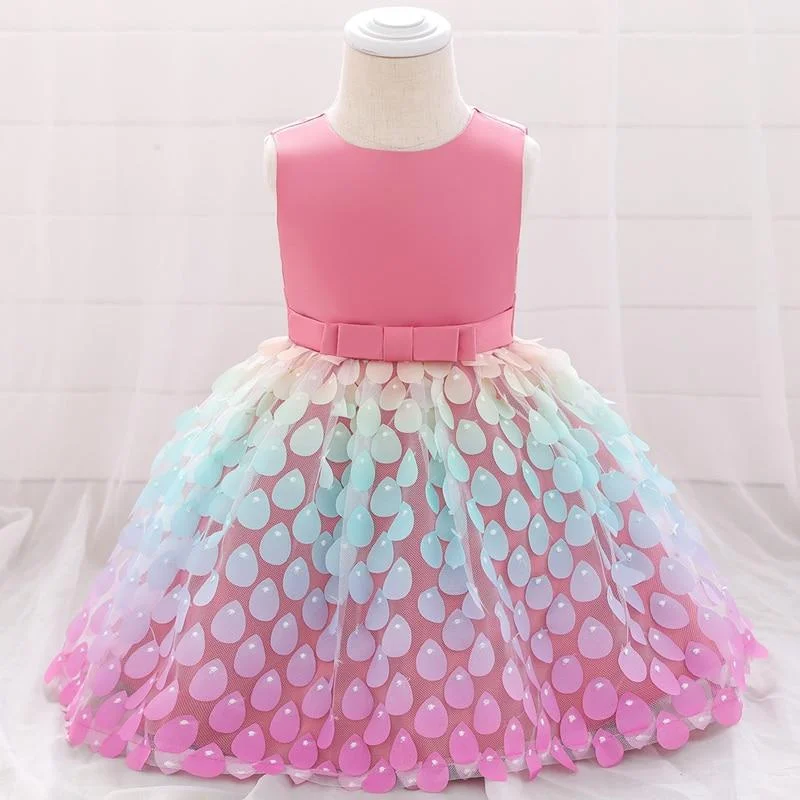 2021 Summer Little Mermaid Infant 1st Birthday Dress For Baby Girl Clothes Sequin Dress Princess Dresses Party Clothing Infant